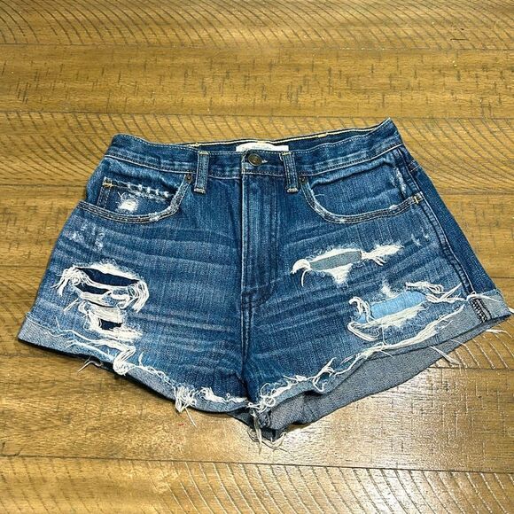 Abercrombie & Fitch high waist distressed jean shorts size 2 - Picture 1 of 11